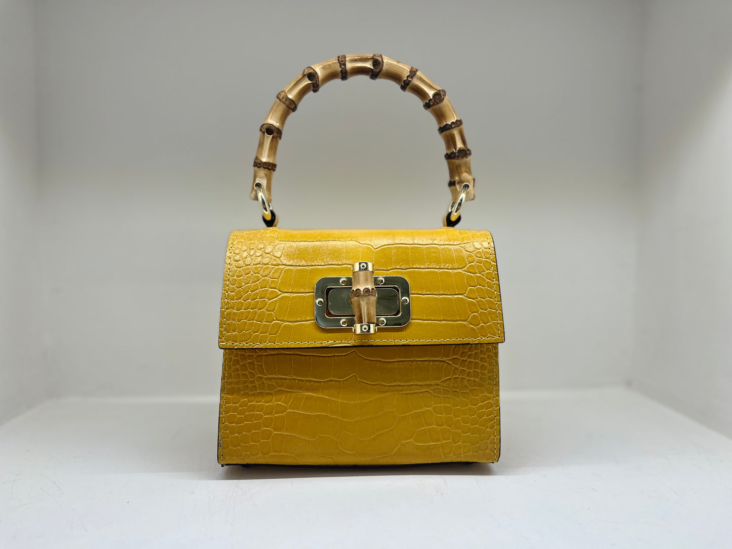 Bauletto in pelle e bambù
